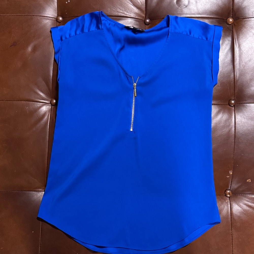 Express Royal Blue Blouse with Gold Zipper